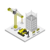 Building House Isometric Illustrated On White Background vector