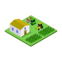 Isometric Farm On White Background vector