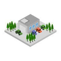 Isometric Garage Illustrated On White Background vector