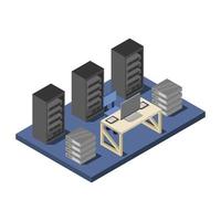 Isometric Data Center Illustrated On White Background vector