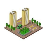 Isometric Building Illustrated On White Background vector