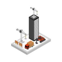 Building House Isometric Illustrated On White Background vector
