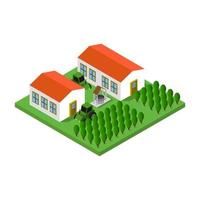 Isometric Farm On White Background vector