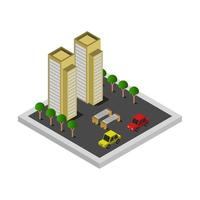Isometric Building Illustrated On White Background vector