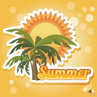 Summer holiday card with palm trees and flip flops vector