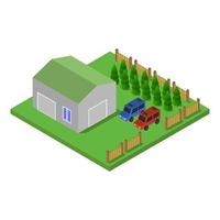 Isometric Garage Illustrated On White Background vector