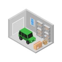 Isometric Garage Illustrated On White Background vector