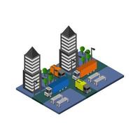 Isometric Building Illustrated On White Background vector