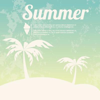 Summer holiday card with palm trees and flip flops