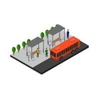 Isometric Bus Stop On White Background vector