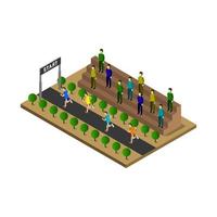 Isometric Car Race On White Background vector
