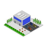 Isometric Building Illustrated On White Background vector