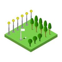 golf isométrico en vector sobre fondo blanco