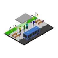 Isometric Bus Stop On White Background vector