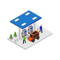 Gas Station Isometric Illustrated On White Background vector