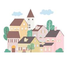 residential houses neighborhood architecture property building trees design vector
