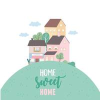 hogar dulce hogar, casas residencial arquitectura urbana barrio calle vector