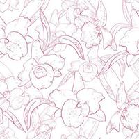 Seamless retro pattern with orchid vector