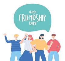 happy friendship day, diverse friend group of people special event celebration vector