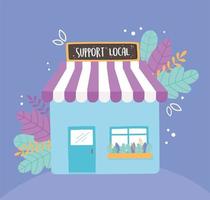 support local business, shop small market with billboard facade vector