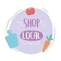 support local business, harvest vegetables fresh shop small market vector