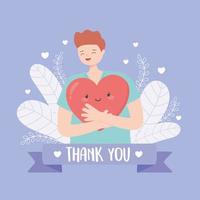 thank you doctors and nurses, male nurse hugs heart cartoon vector