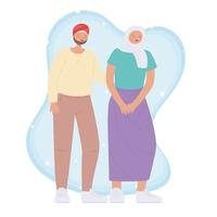 diverse multiracial and multicultural people, arabian young couple character cartoon design vector