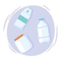 maquetas de botellas de vasos de plástico o vidrio, botellas de plástico y otros recipientes vector