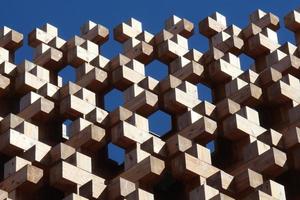 Close-up de una estructura de bloques de madera foto