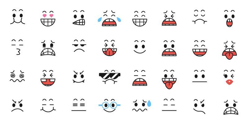 Set of Funny cartoon with Facial Expressions