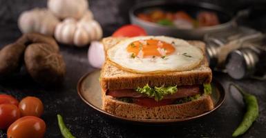 Ham and egg breakfast sandwich photo