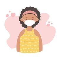 young girl with medical mask, prevention coronavirus spread, covid 19 vector