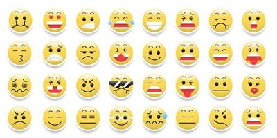 Emoticons icon set with funny cartoon emotions vector