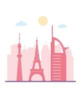 cityscape building eiffel tower skyline architecture urban city scene vector