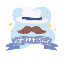 happy fathers day, moustache hat stars vector