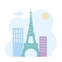 eiffel tower in paris skyline architecture urban city scene vector