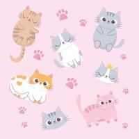gatos lindos caras adorables patas dibujos animados animal gracioso personaje antecedentes vector