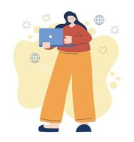 Woman with laptop vector design