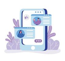 smartphone people chatting message speech bubble vector