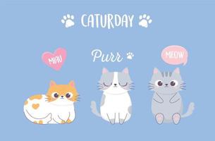 cute cats paw bubbles phrase cartoon animal funny character vector