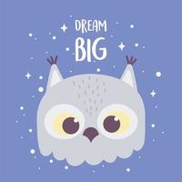 cute cartoon animal face adorable owl bird wild vector