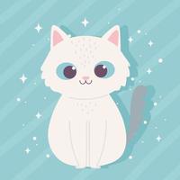 cute cartoon animal adorable wild character little cat sitting vector