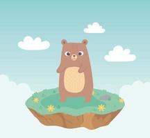 cute cartoon animal adorable little bear with flowers vector