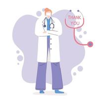 thank you doctors and nurses, female physician character vector