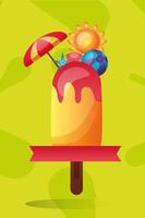 summer ice cream, umbrella, sun and ball vector design