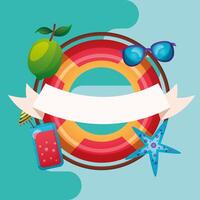 summer float with icon set design vector