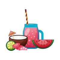 juice coconut and watermelon vector design