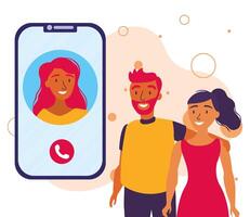 Woman avatar on smartphone in chat and couple design vector