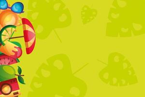summer icon set at left side design vector