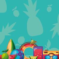 summer icon set at down side design vector